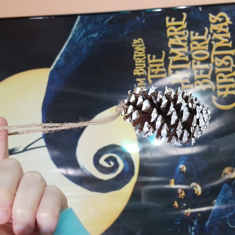 Hand Crafted Snow Accented Florida Pinecone Ornaments Set of 6